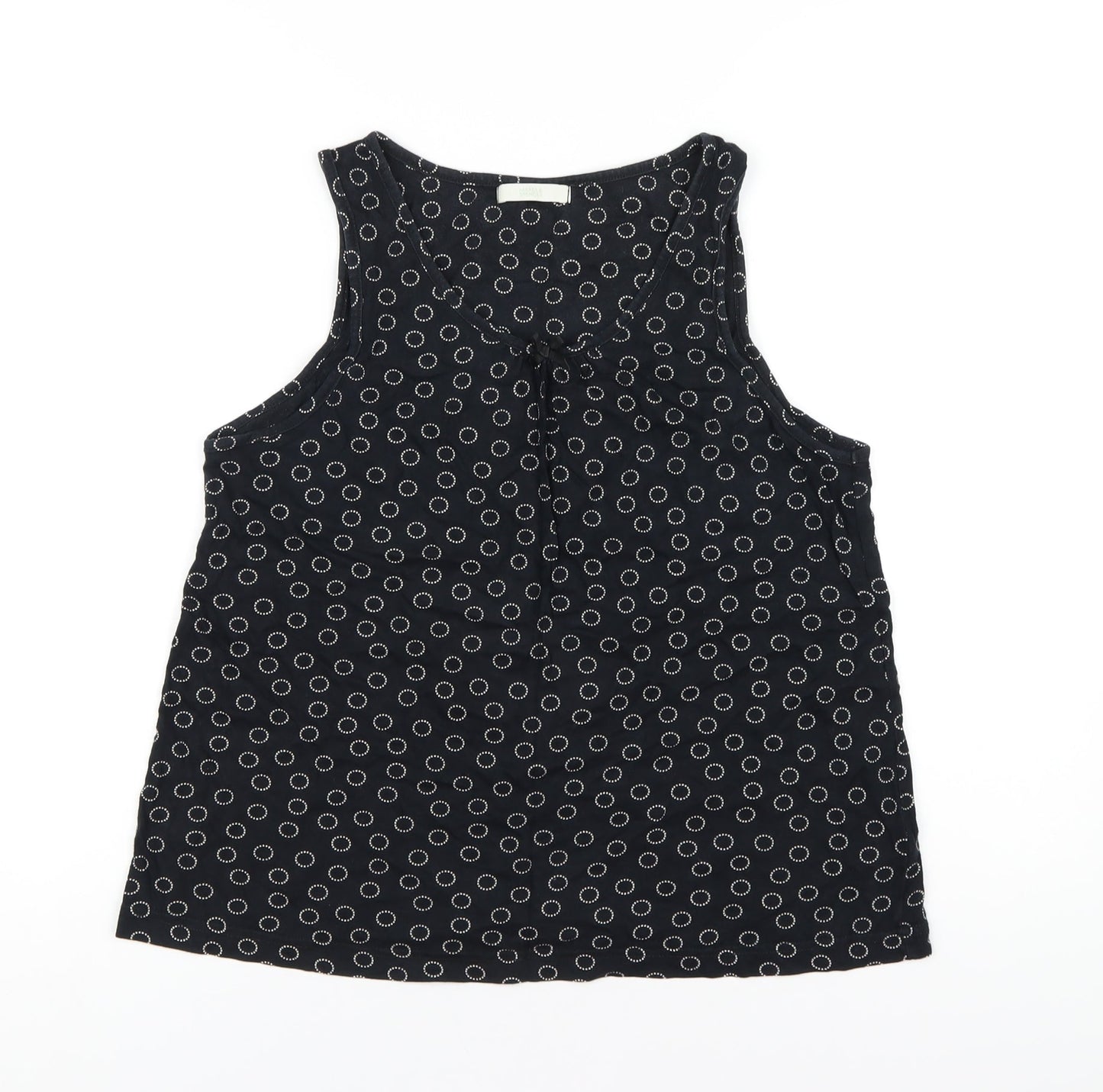 Marks and Spencer Womens Black Polka Dot Cotton Basic Tank Size 14 Scoop Neck