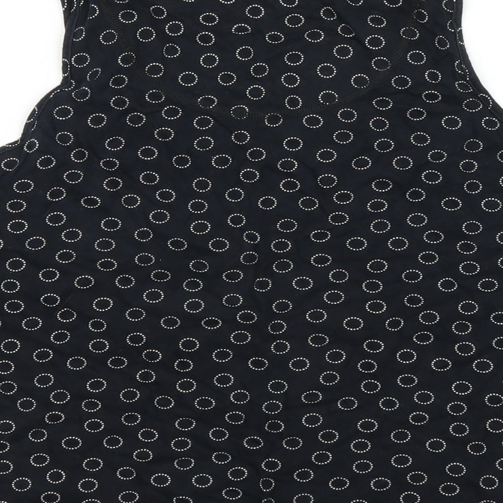 Marks and Spencer Womens Black Polka Dot Cotton Basic Tank Size 14 Scoop Neck
