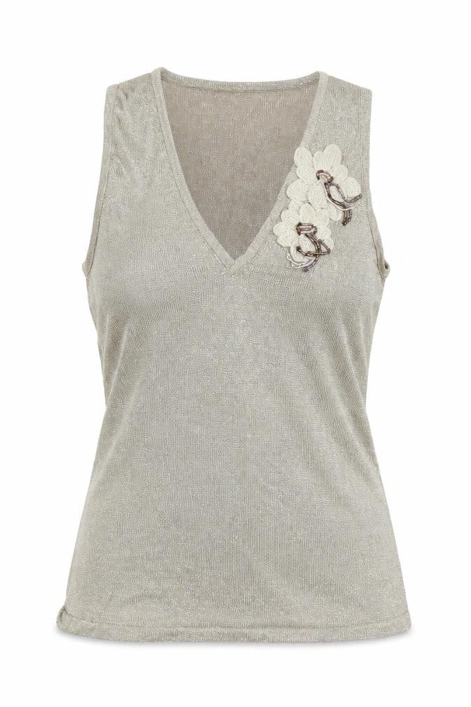 Marks and Spencer Womens Gold Viscose Basic Tank Size 12 V-Neck