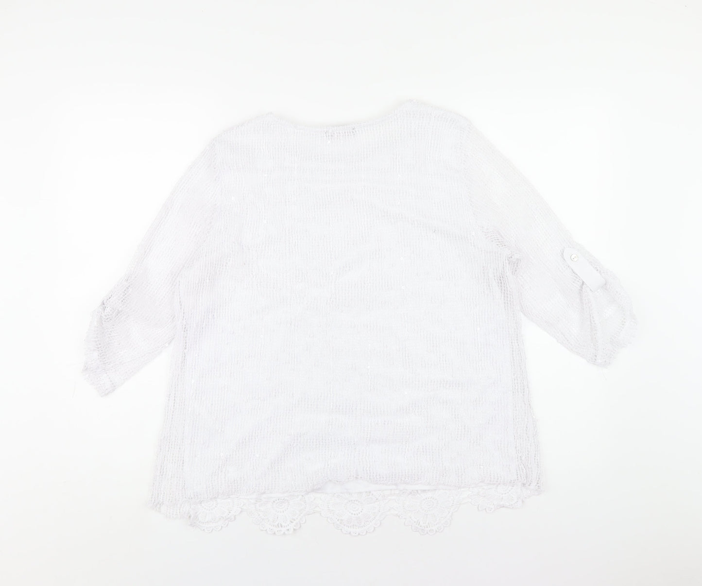 Anna Rose Womens White Polyester Basic T-Shirt Size M Round Neck