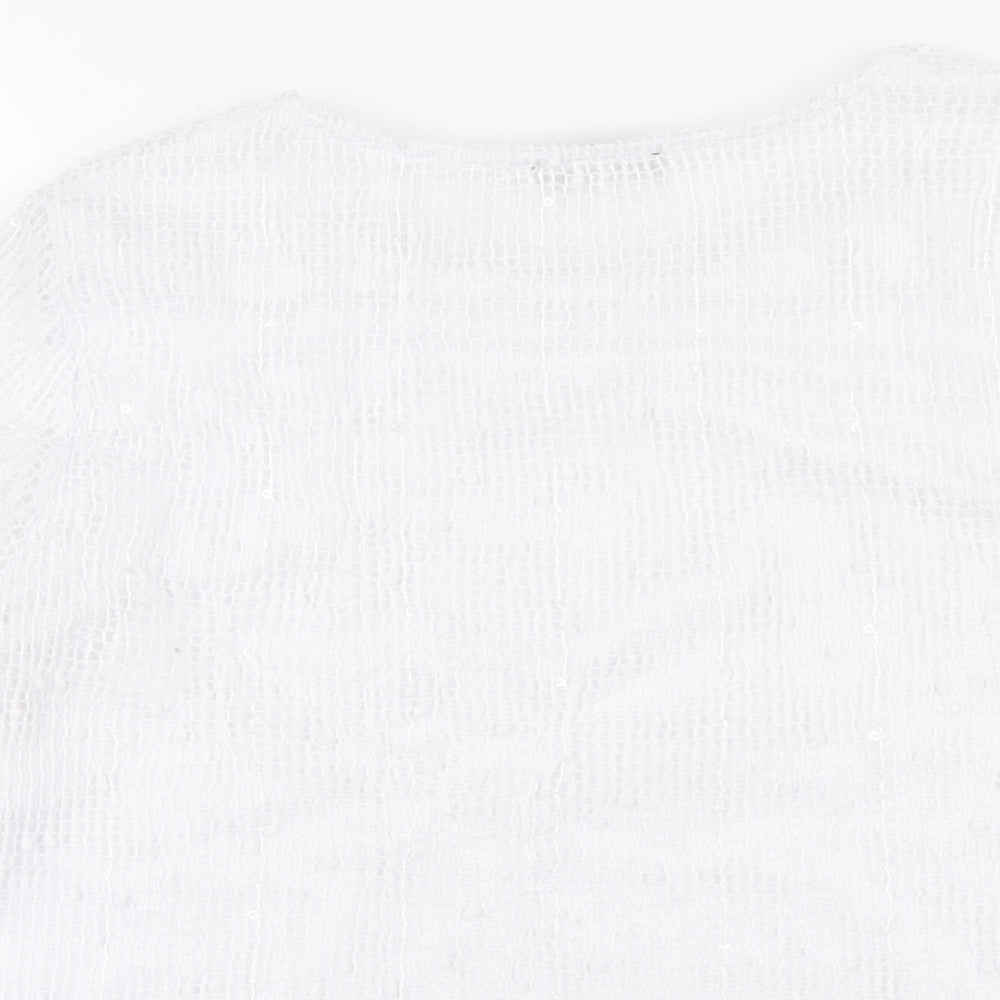 Anna Rose Womens White Polyester Basic T-Shirt Size M Round Neck