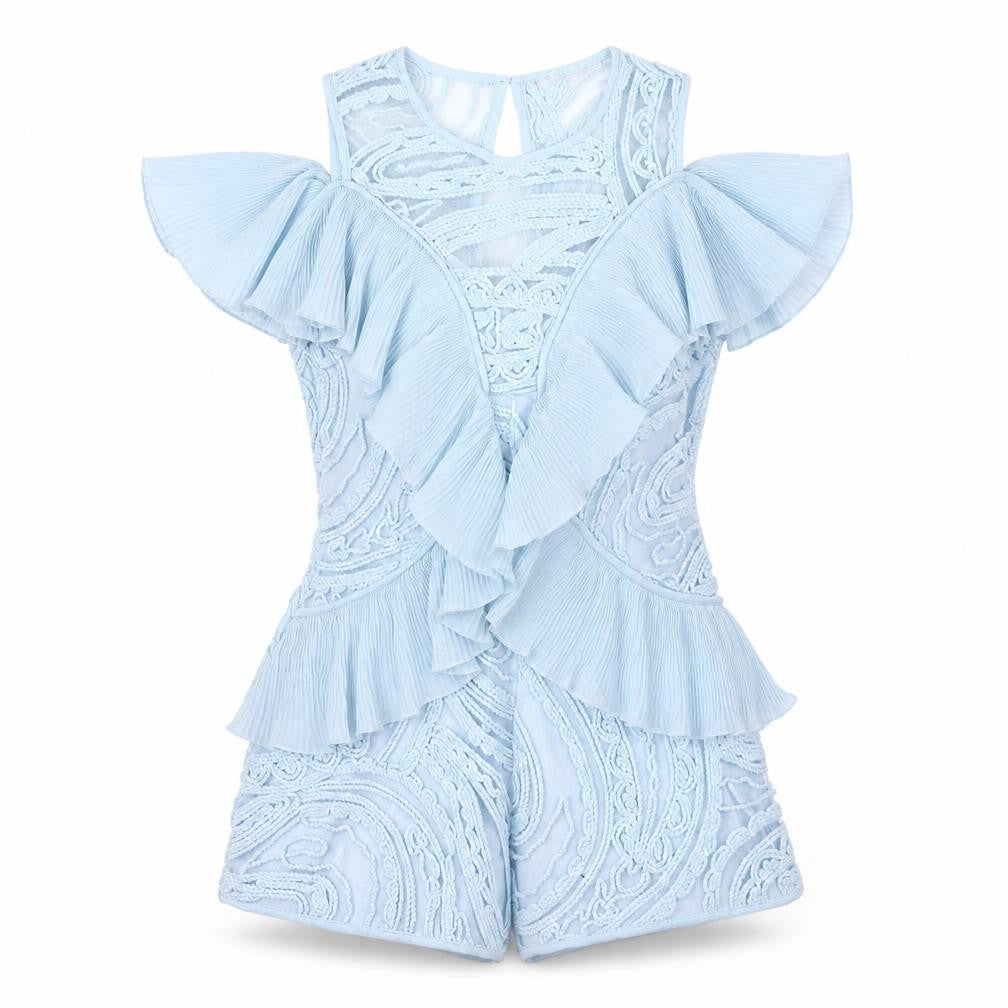 Allyson Womens Blue Polyester Playsuit One-Piece Size L Zip