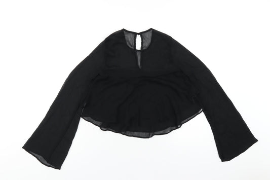 Nobody's Child Womens Black Polyester Basic T-Shirt Size 6 Round Neck