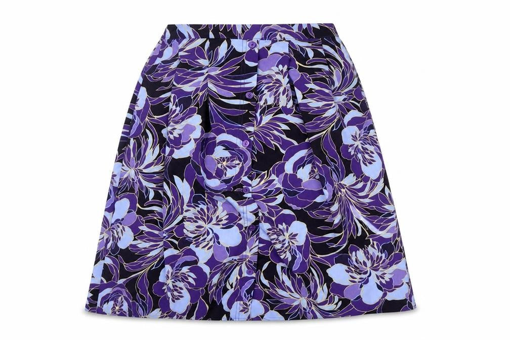 EWM Womens Purple Geometric Polyester A-Line Skirt Size 10
