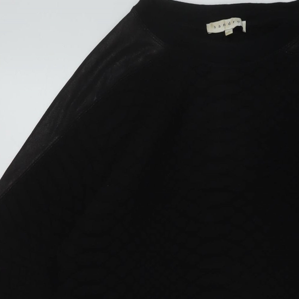 Sandro Womens Black Polyester Tunic Blouse Size 10 Round Neck