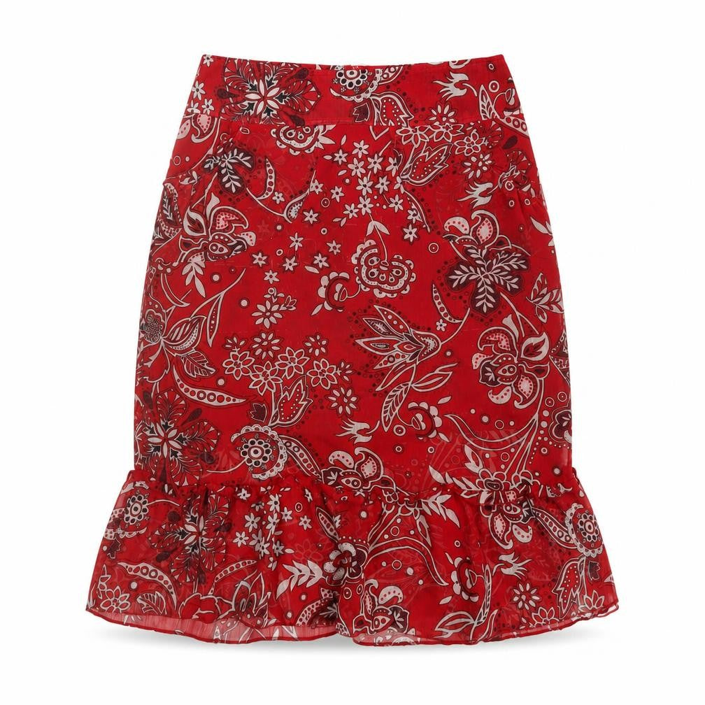 Equation Womens Red Geometric Polyester A-Line Skirt Size 10 Zip