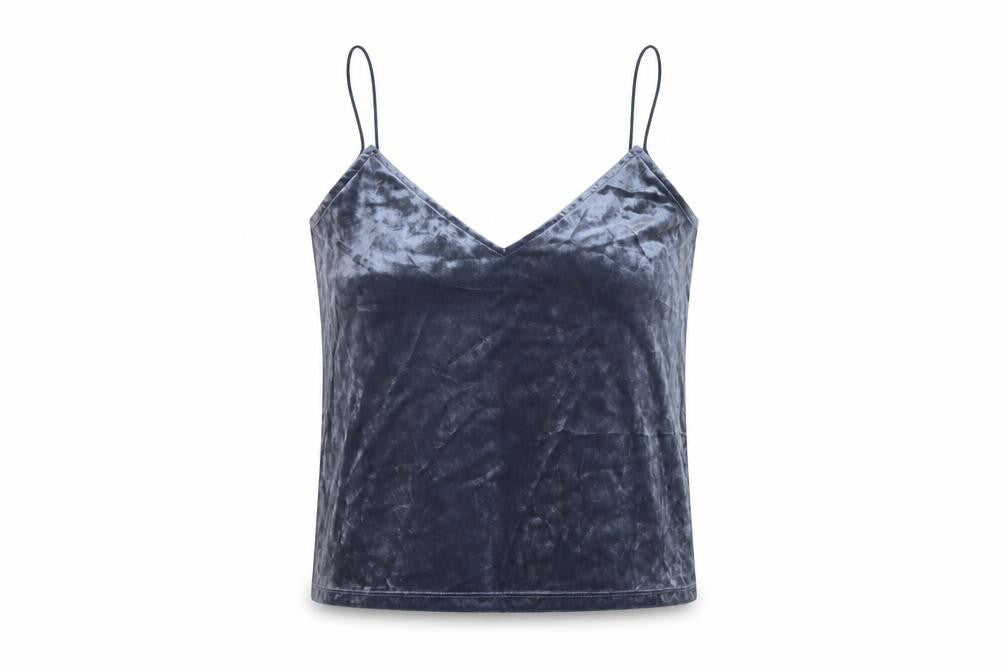 H&M Womens Blue Polyester Basic Tank Size M V-Neck