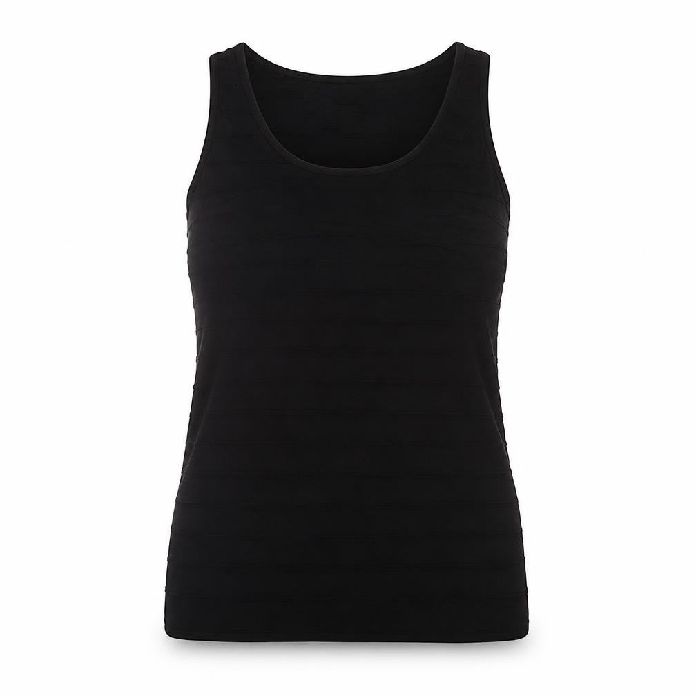 M&Co Womens Black Polyester Basic Tank Size 16 Round Neck