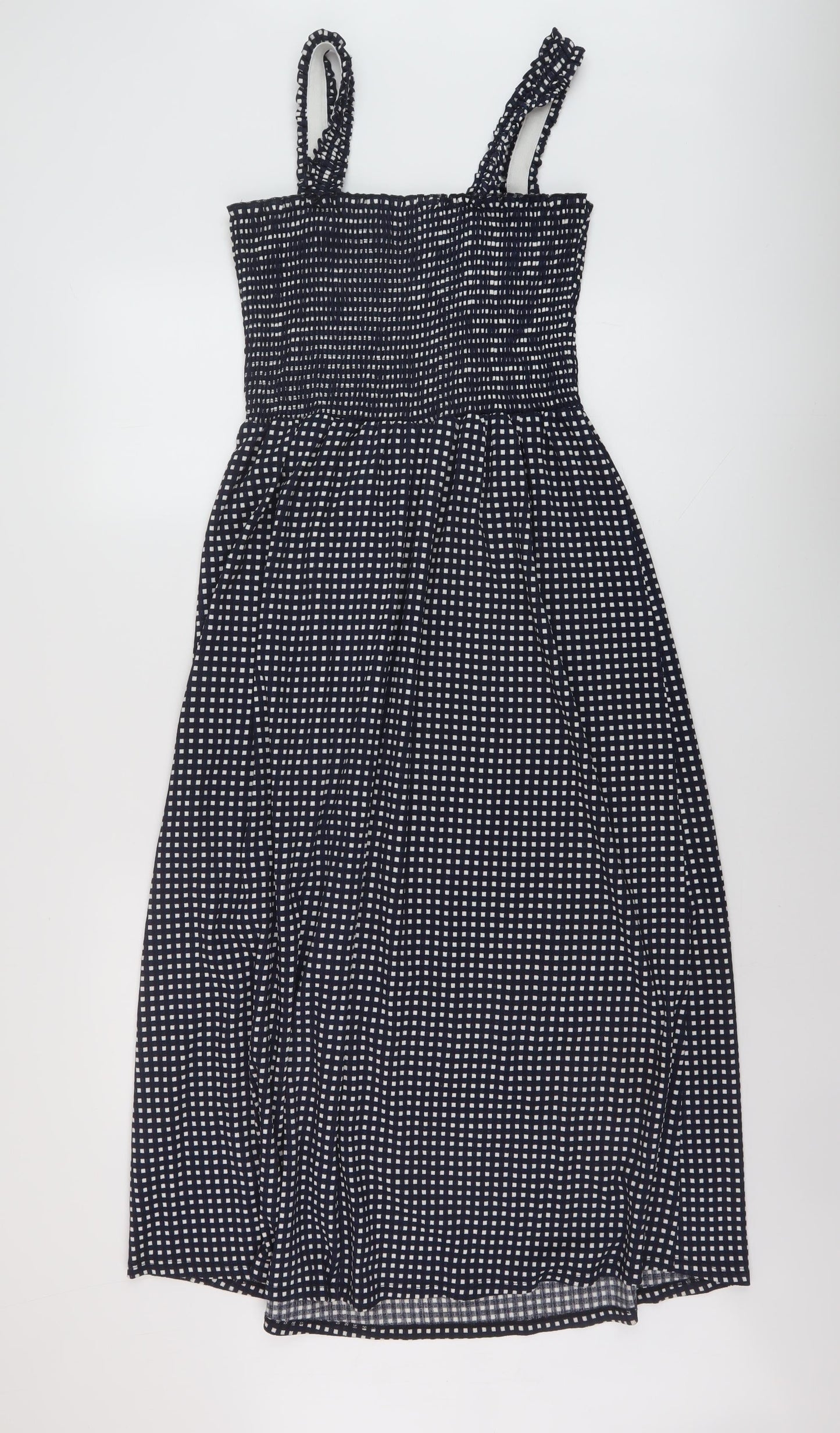 Very Womens Blue Geometric Polyester A-Line Size 10 Square Neck Pullover