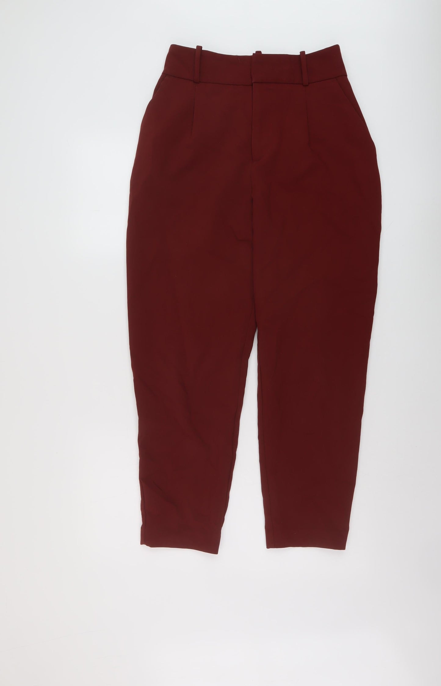 Zara Womens Red Polyester Trousers Size S L26 in Regular Zip