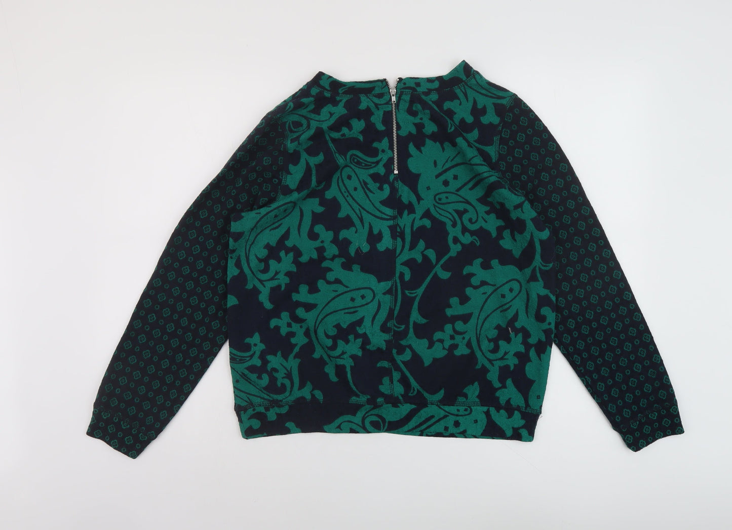 H&M Womens Green Geometric Polyester Basic Blouse Size S Round Neck