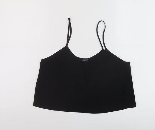 Topship Womens Black Polyester Cropped Tank Size 10 Round Neck