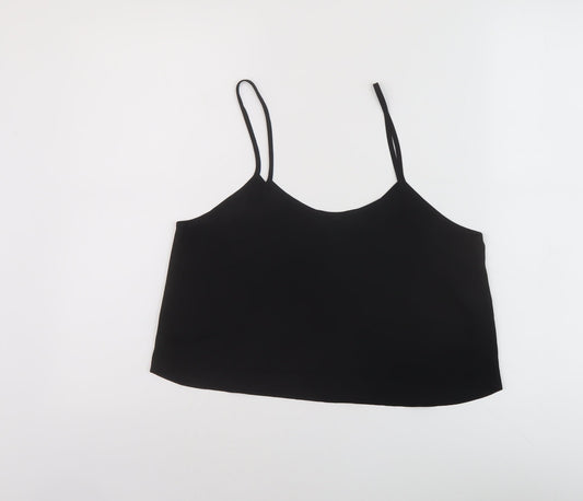 Topship Womens Black Polyester Cropped Tank Size 10 Round Neck
