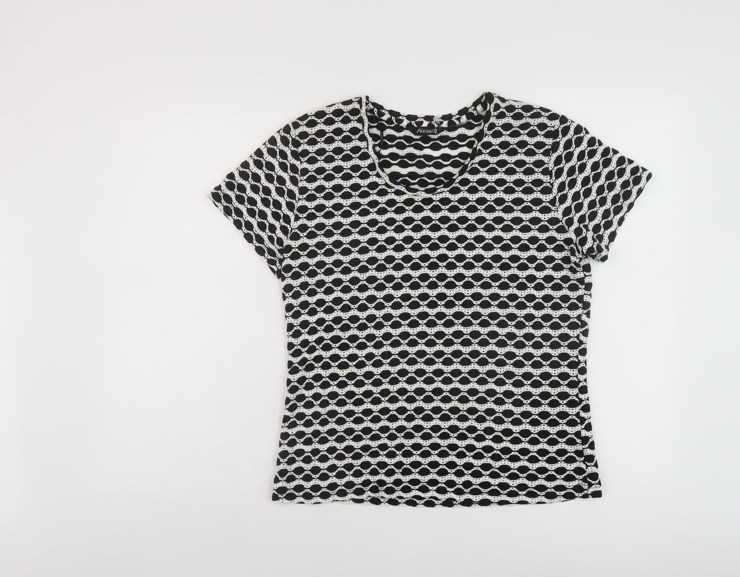 aLEXARA Womens Beige Geometric Polyester Basic T-Shirt Size 16 Round Neck