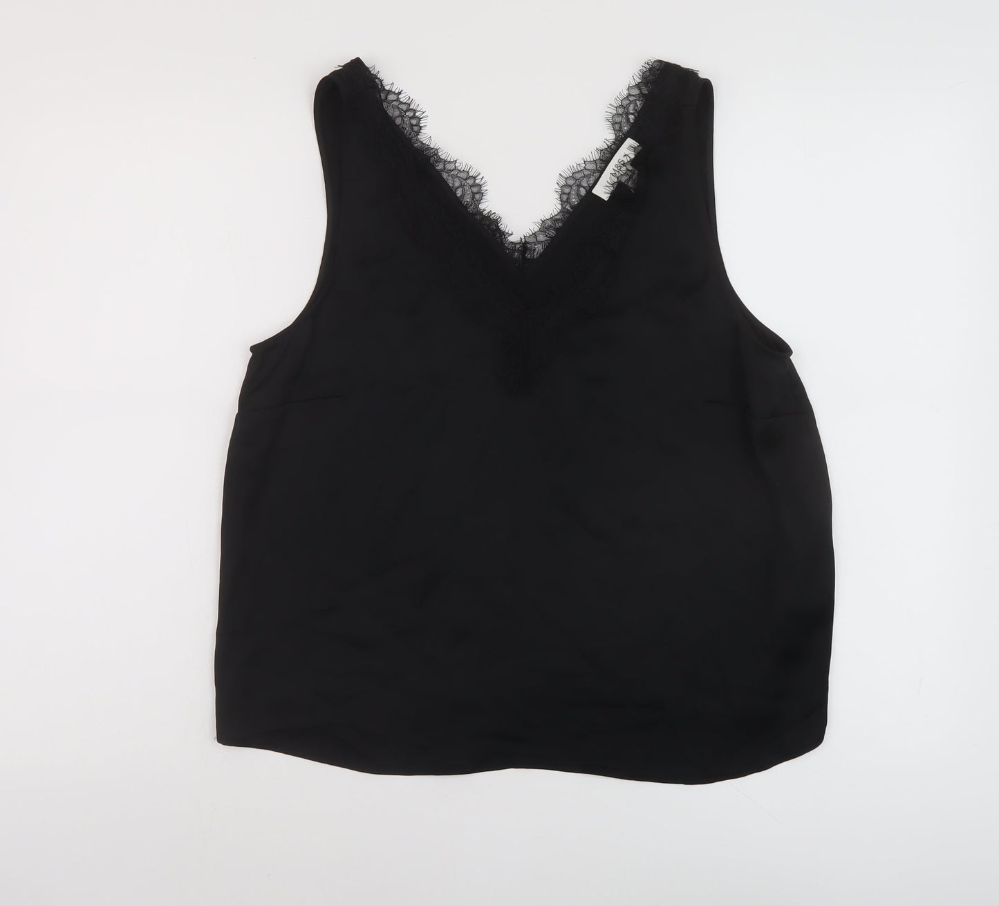 Marks and Spencer Womens Black Polyester Basic Tank Size 14 V-Neck