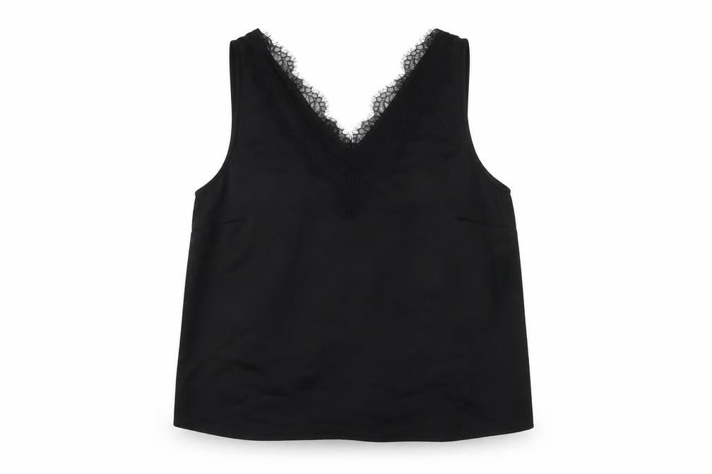 Marks and Spencer Womens Black Polyester Basic Tank Size 14 V-Neck