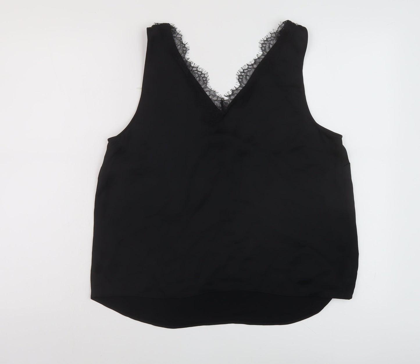 Marks and Spencer Womens Black Polyester Basic Tank Size 14 V-Neck