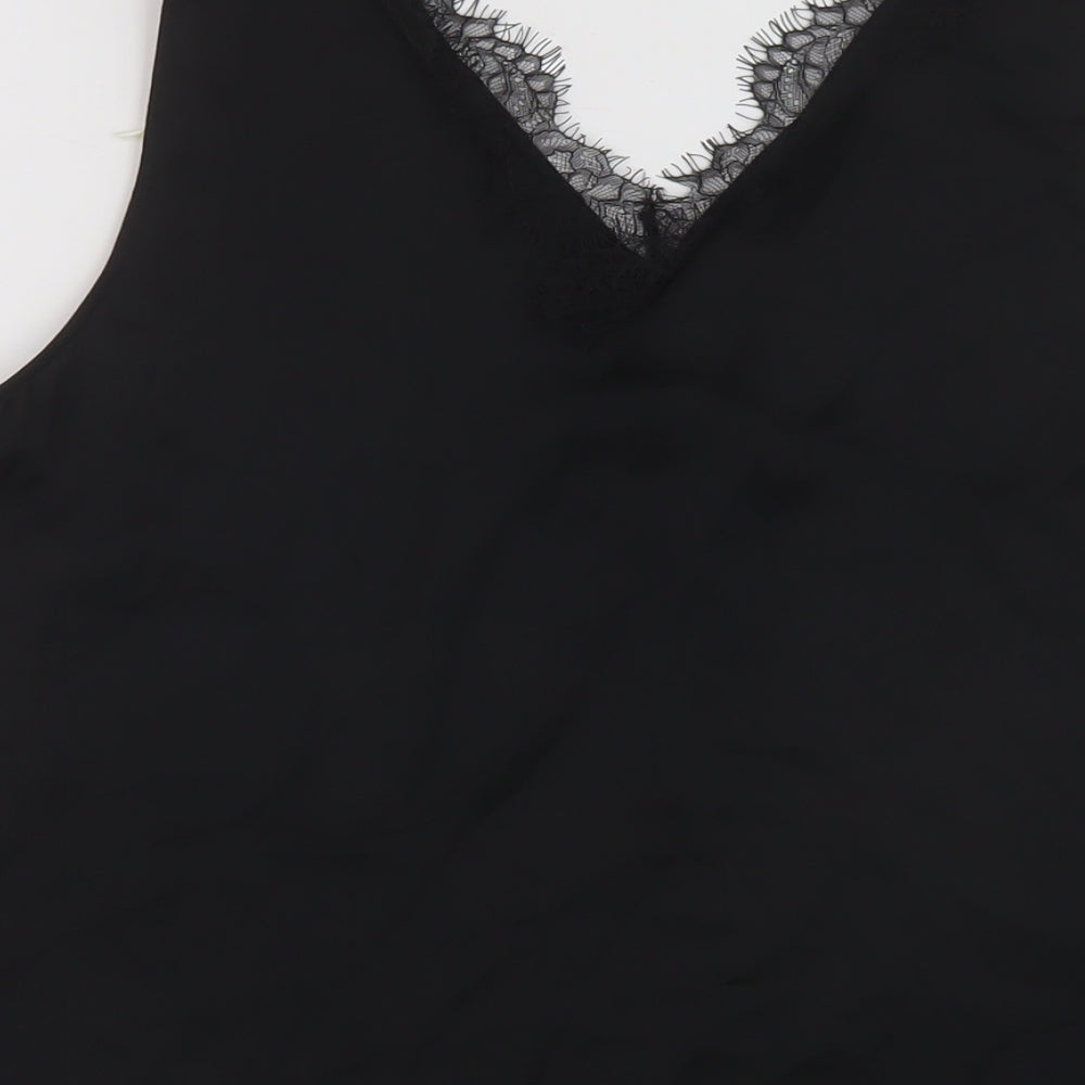 Marks and Spencer Womens Black Polyester Basic Tank Size 14 V-Neck