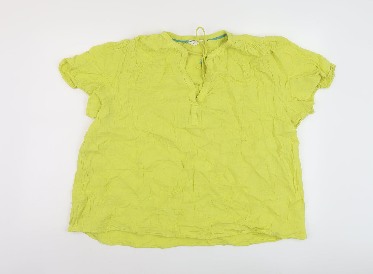 Per Una Womens Green Cotton Basic T-Shirt Size 20 V-Neck