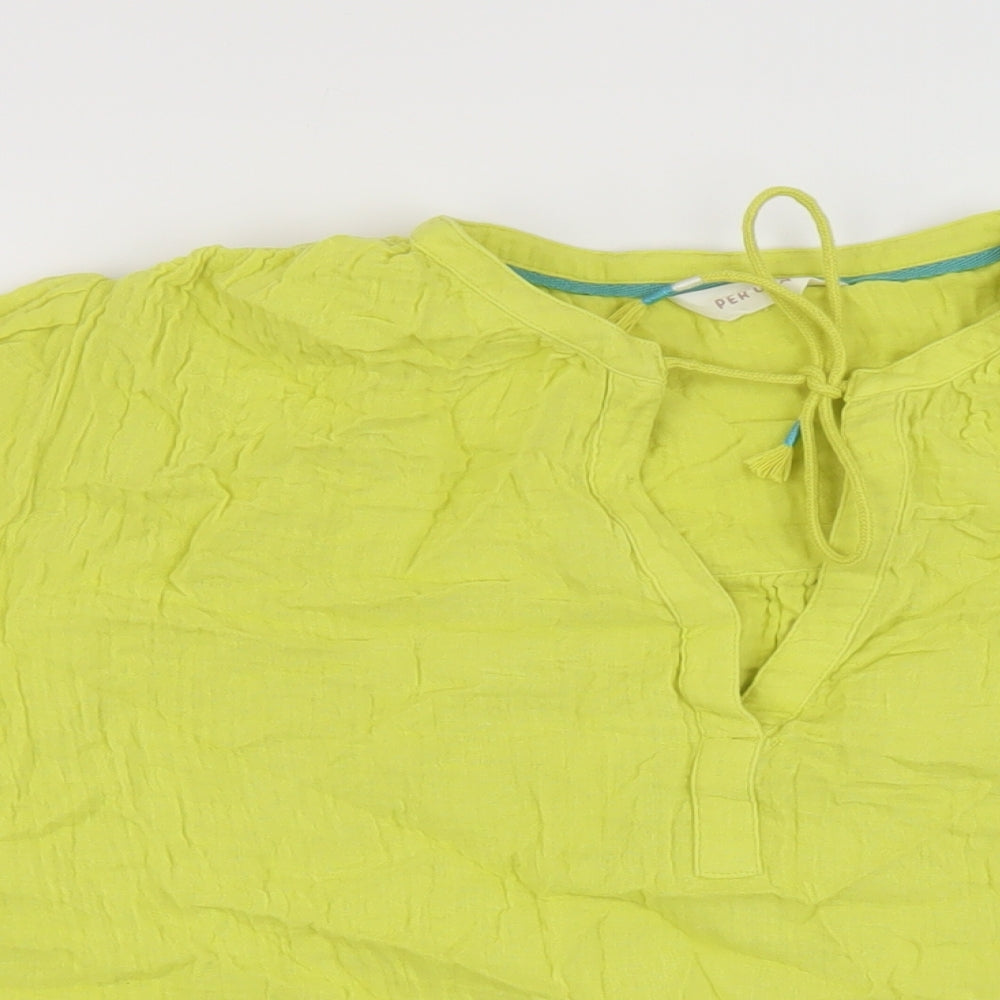 Per Una Womens Green Cotton Basic T-Shirt Size 20 V-Neck