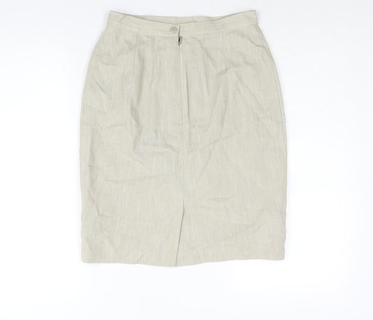 St Michael Womens Beige Polyester Straight & Pencil Skirt Size 10 Zip