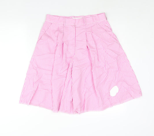XIaoli Womens Pink Striped Cotton Bermuda Shorts Size S L11 in Regular Zip