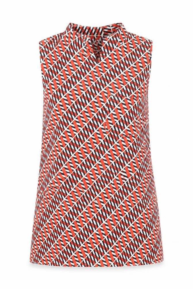NEXT Womens Red Geometric Polyester Camisole Blouse Size 8 Mock Neck