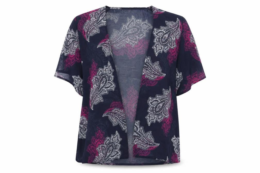 Originals Womens Blue Paisley Polyester Kimono Blouse Size L V-Neck