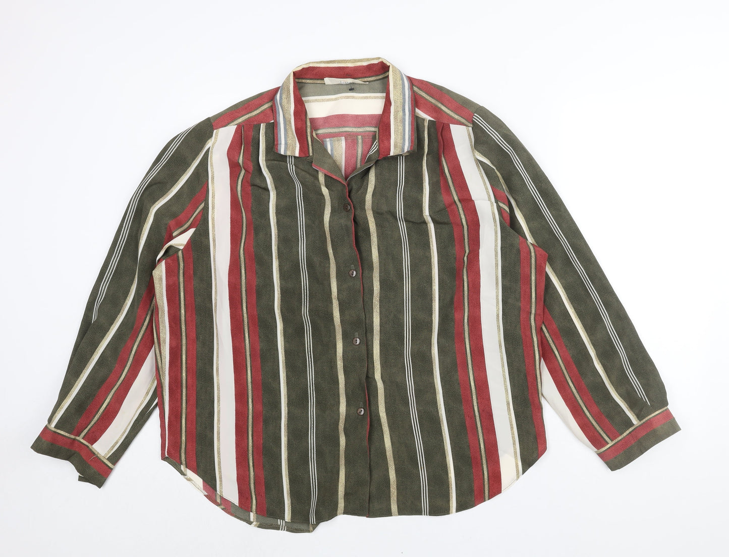 Christian Marcus Womens Multicoloured Striped Polyester Basic Button-Up Size 20 Collared - Vintage Shoulder Pads