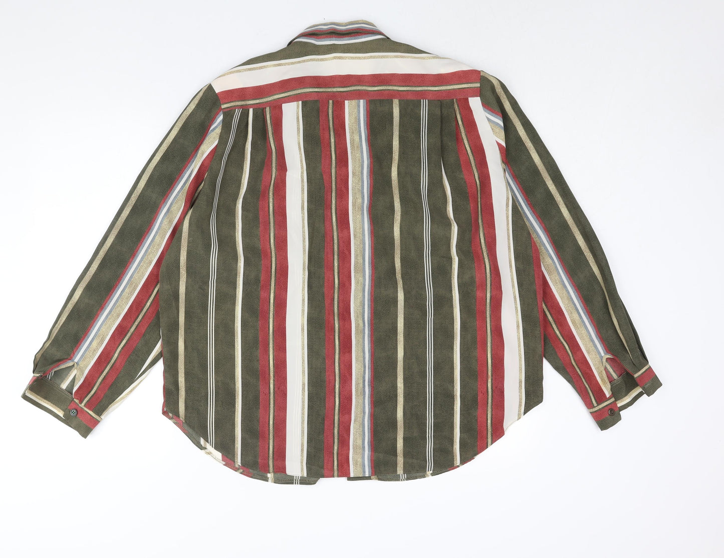 Christian Marcus Womens Multicoloured Striped Polyester Basic Button-Up Size 20 Collared - Vintage Shoulder Pads