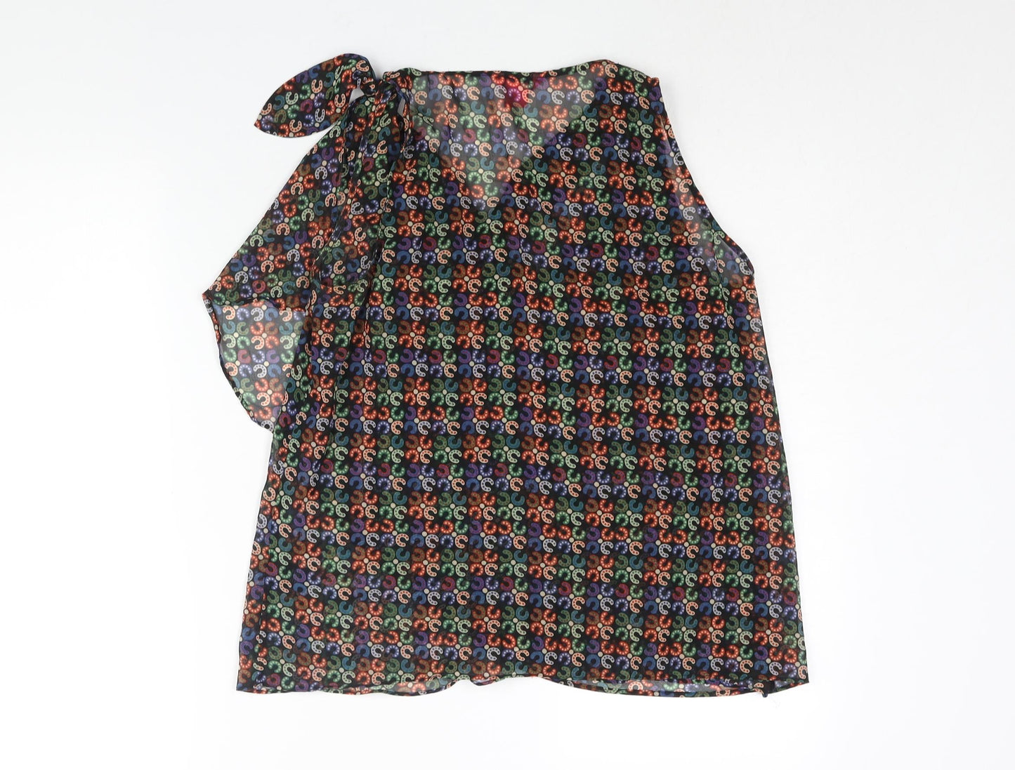 Monsoon Womens Multicoloured Geometric Polyester Camisole Blouse Size 8 Cowl Neck - Semi Sheer