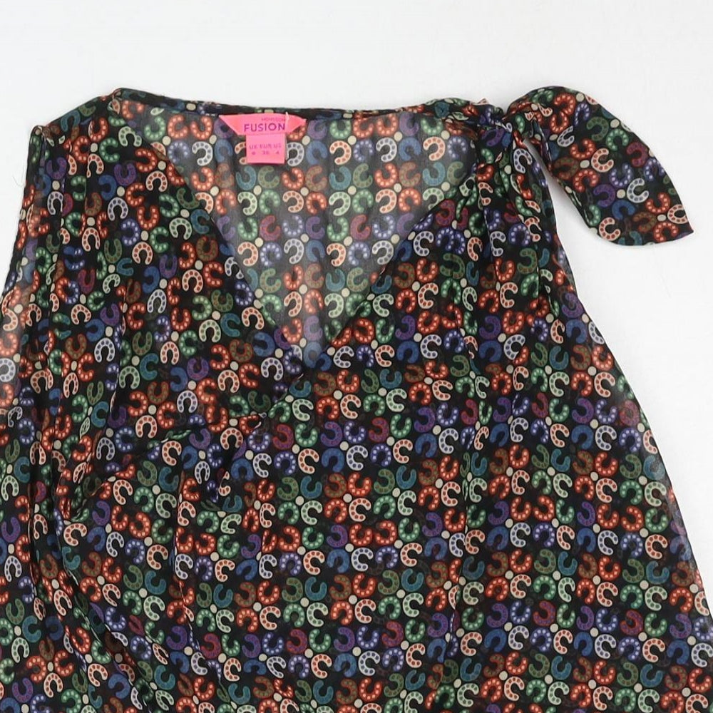 Monsoon Womens Multicoloured Geometric Polyester Camisole Blouse Size 8 Cowl Neck - Semi Sheer