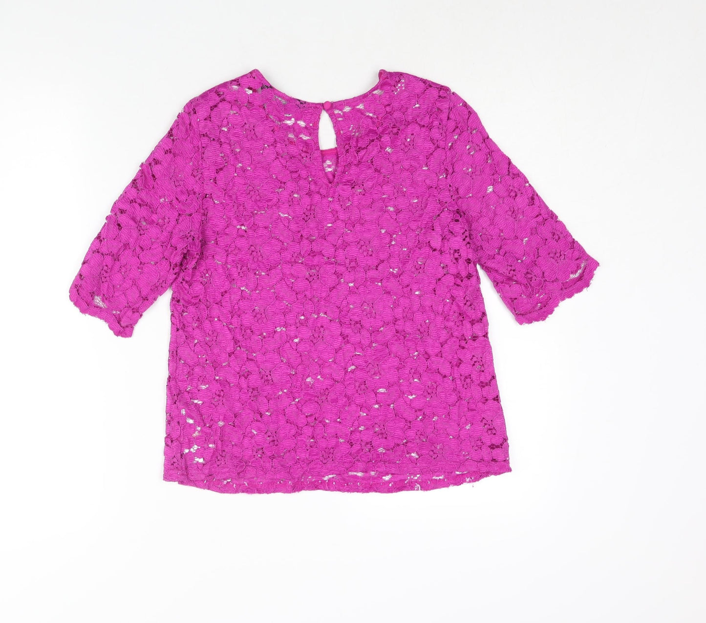 Dorothy Perkins Womens Pink Nylon Basic Blouse Size 12 Round Neck