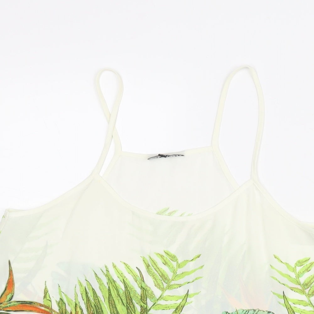 Warehouse Womens Multicoloured Polyester Camisole Blouse Size 8 Square Neck - Plant Print