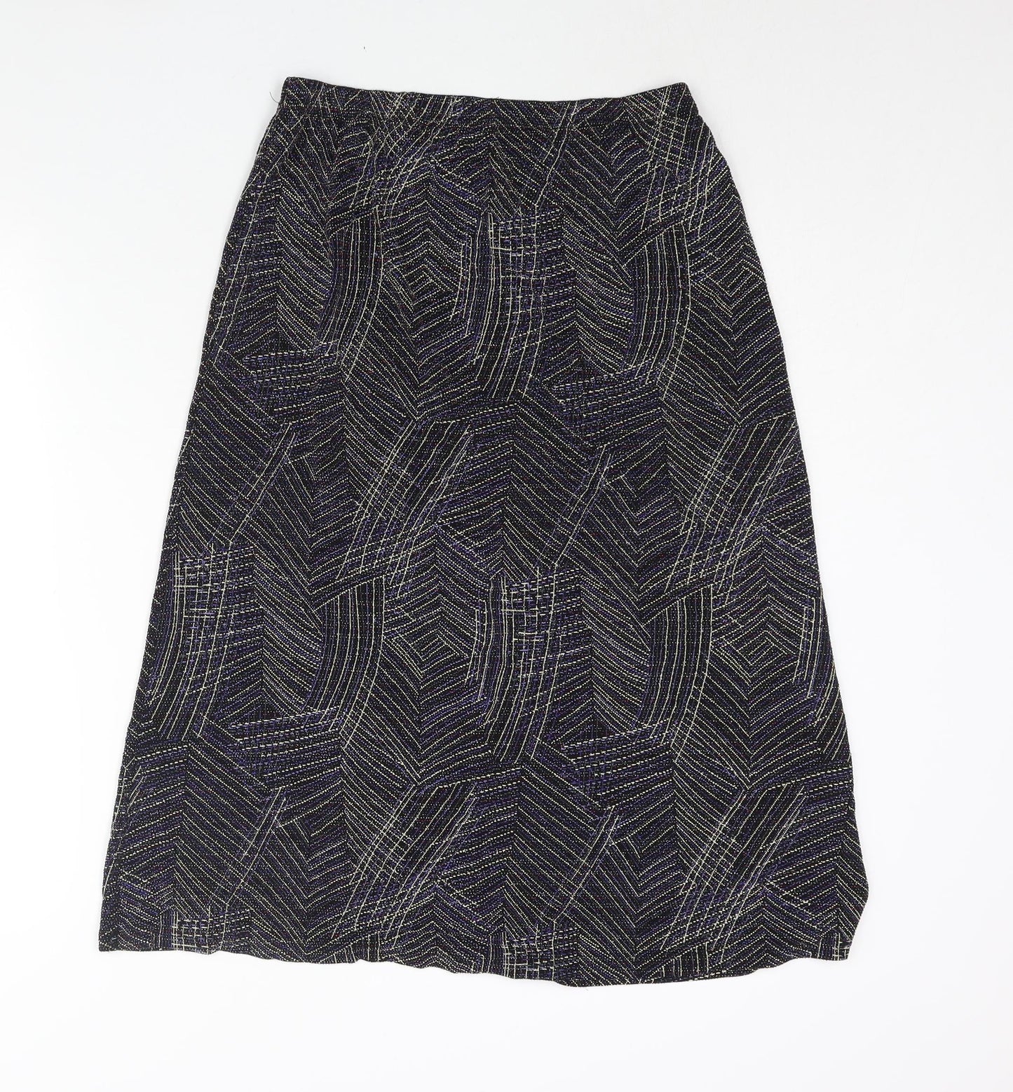 EWM Womens Multicoloured Geometric Nylon A-Line Skirt Size 14 - Glitter