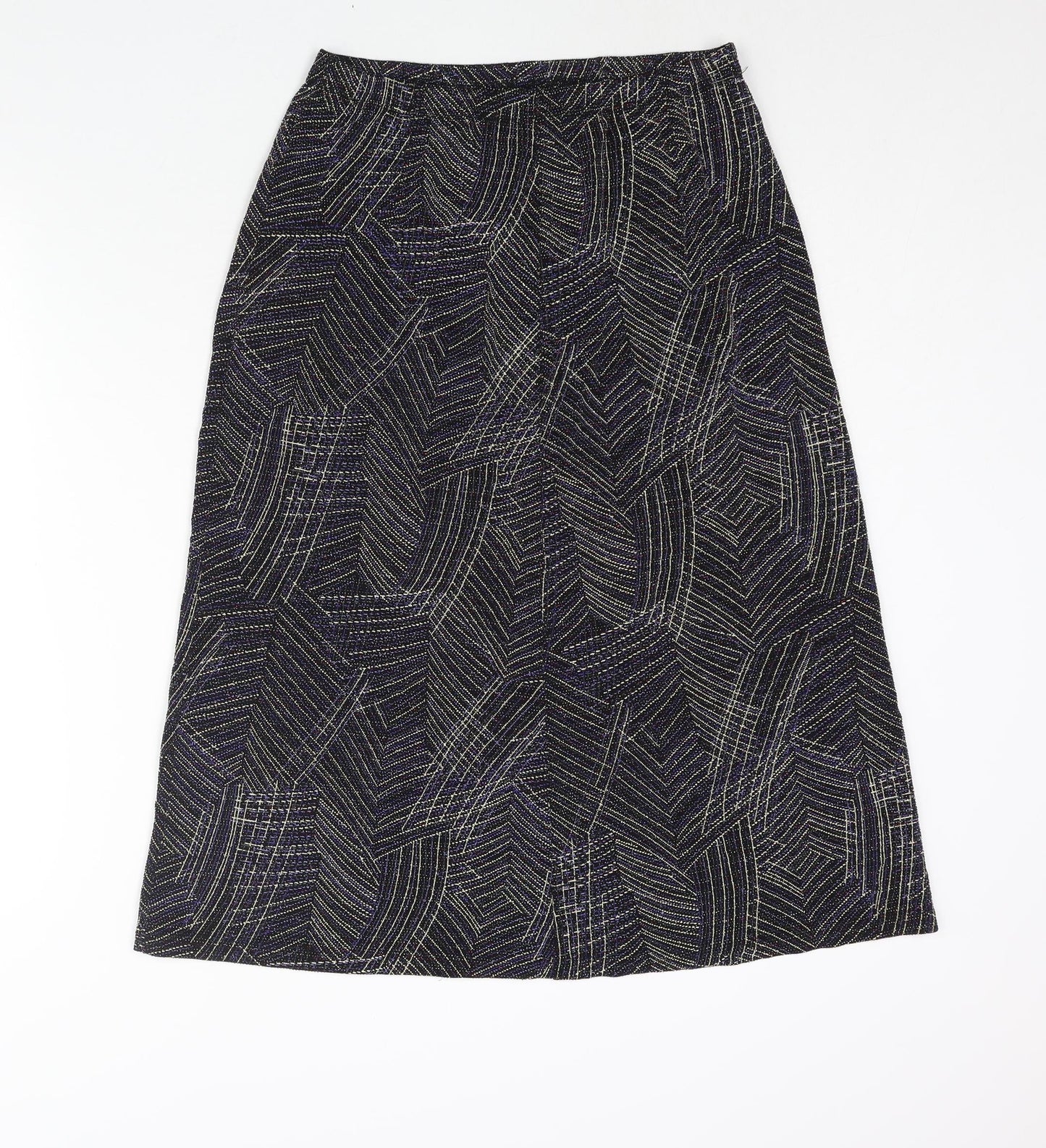 EWM Womens Multicoloured Geometric Nylon A-Line Skirt Size 14 - Glitter