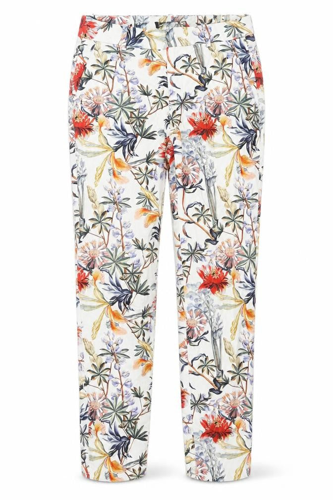Zara Womens Multicoloured Floral Cotton Trousers Size XS L26 in Regular Zip
