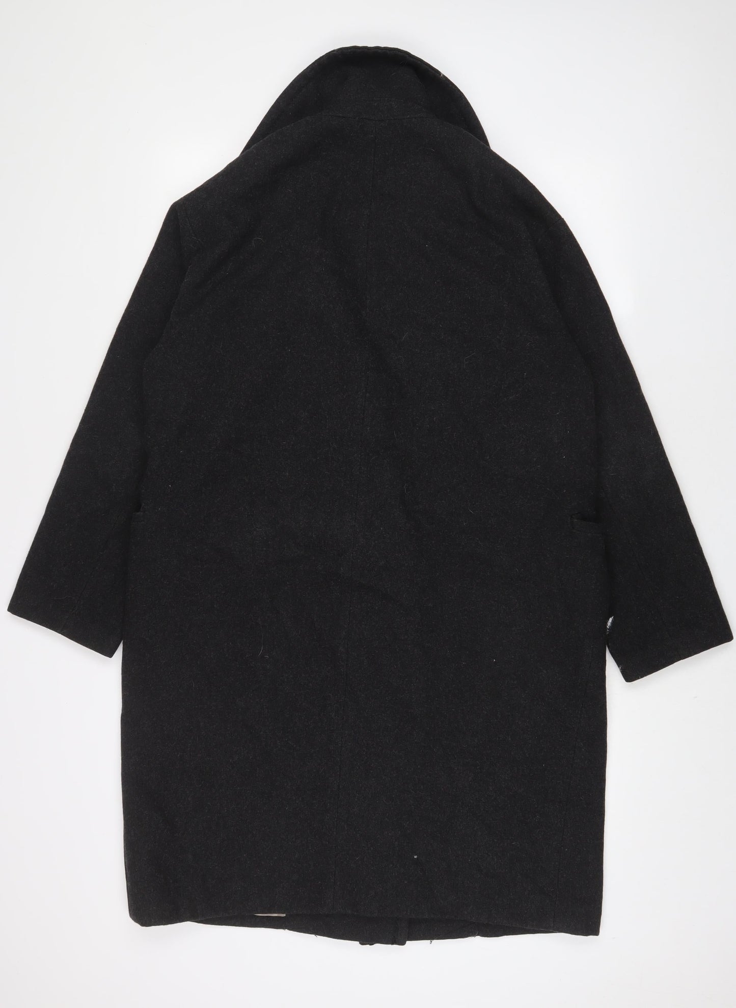 H&M Womens Grey Overcoat Coat Size 8 Button
