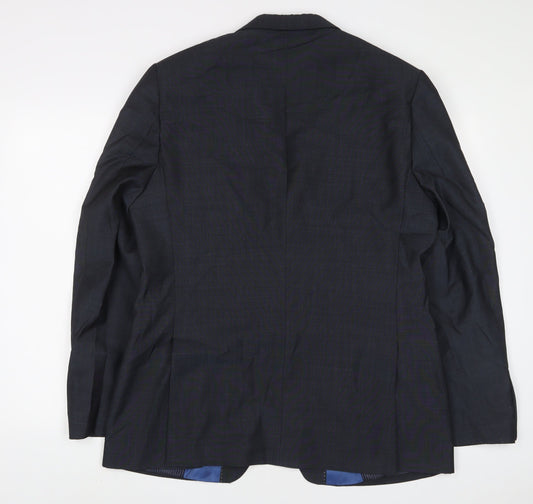 Daniel Hetcher Mens Blue Wool Jacket Suit Jacket Size 42 Regular