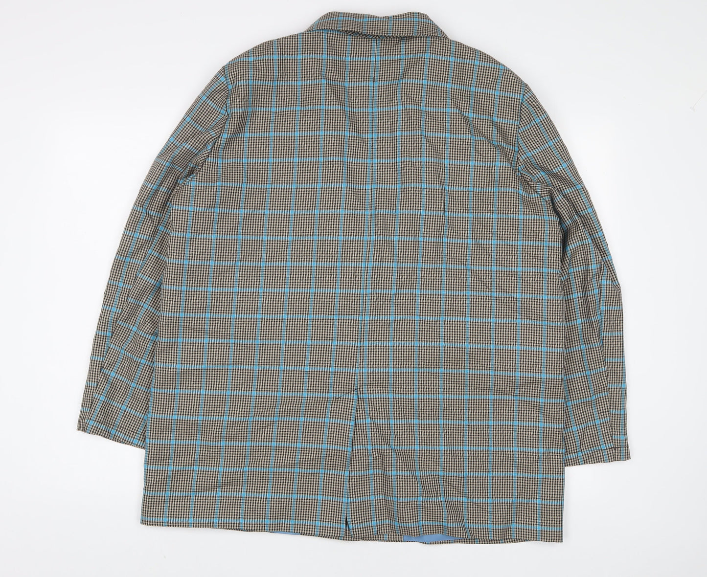 COLLUSION Womens Black Plaid Jacket Blazer Size 14 Button