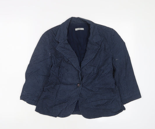 Marks and Spencer Womens Blue Polka Dot Jacket Blazer Size 12 Button