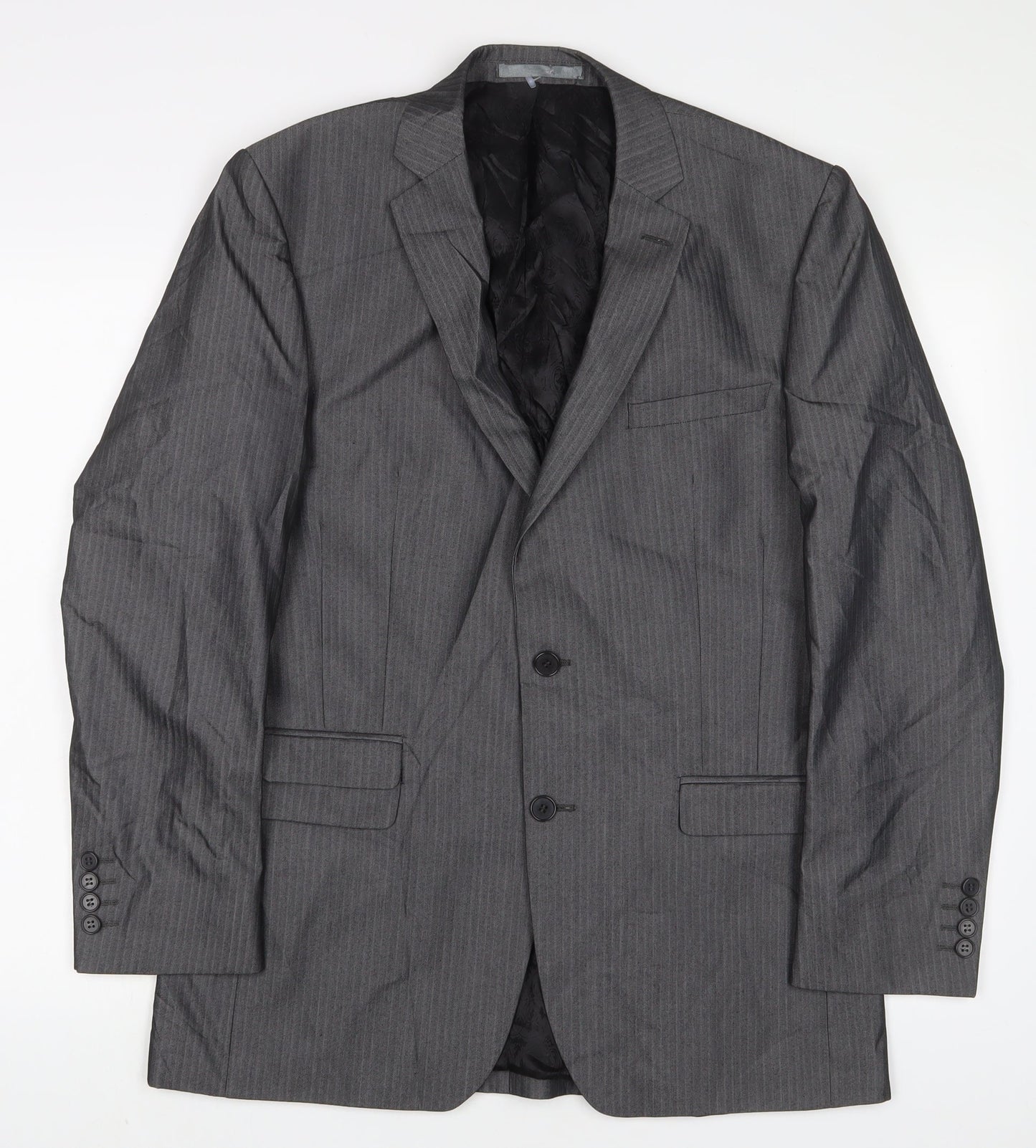 Limehaus Mens Grey Polyester Jacket Suit Jacket Size 40 Regular