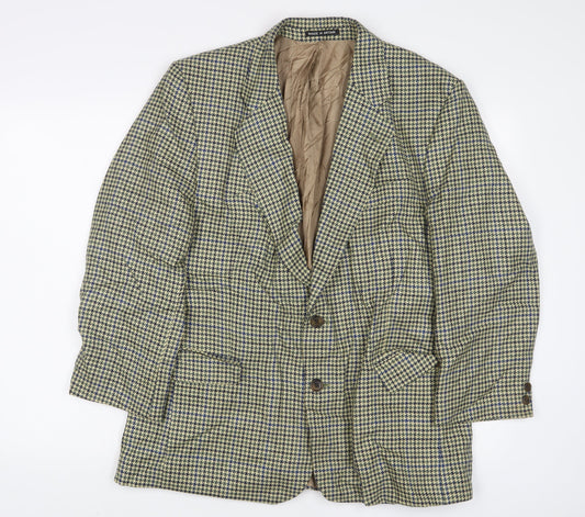 Brook Taverner Mens Green Houndstooth Wool Jacket Suit Jacket Size 40 Regular