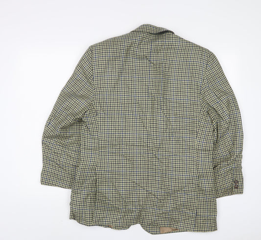 Brook Taverner Mens Green Houndstooth Wool Jacket Suit Jacket Size 40 Regular