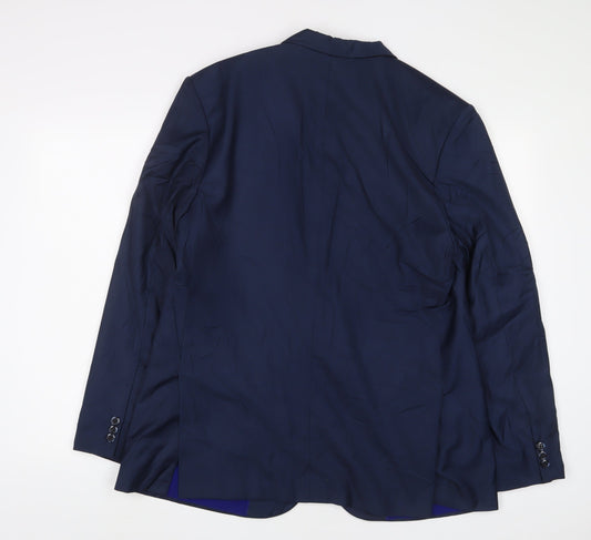 BiBI Mens Blue Polyester Jacket Suit Jacket Size 40 Regular