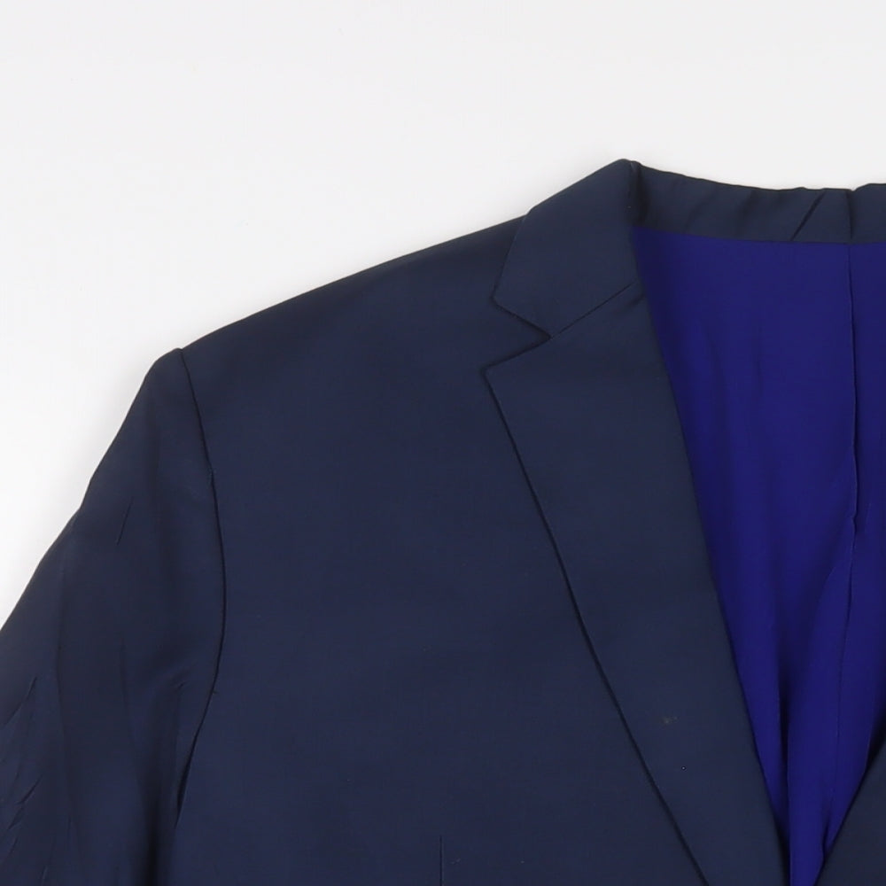 BiBI Mens Blue Polyester Jacket Suit Jacket Size 40 Regular