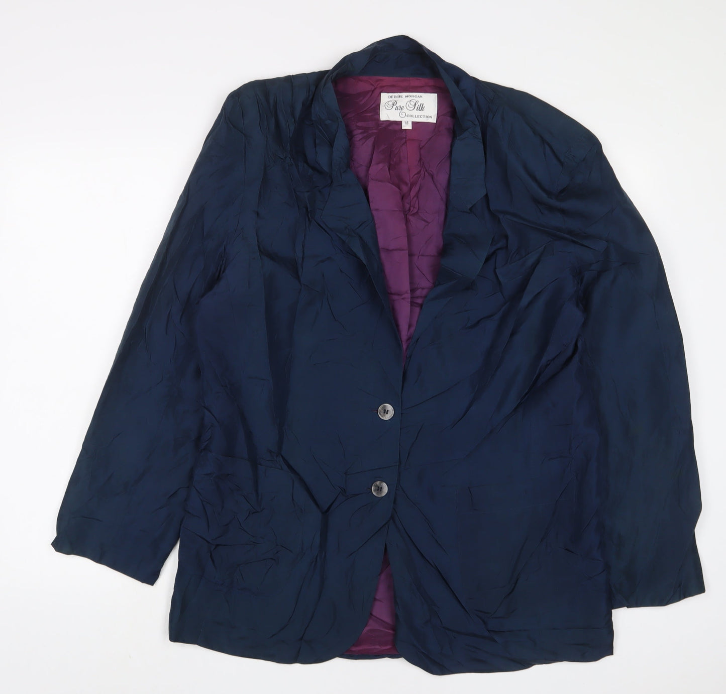 Debbie Morgan Womens Blue Jacket Blazer Size 14 Button