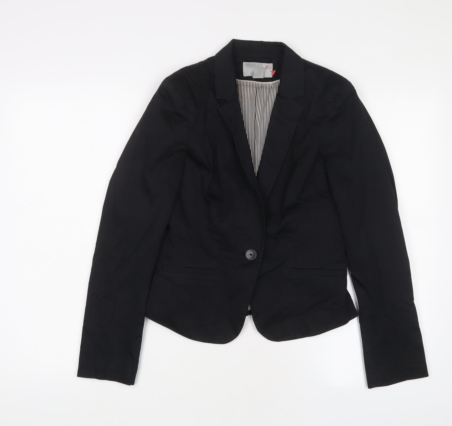 H&M Womens Black Jacket Blazer Size 8 Button
