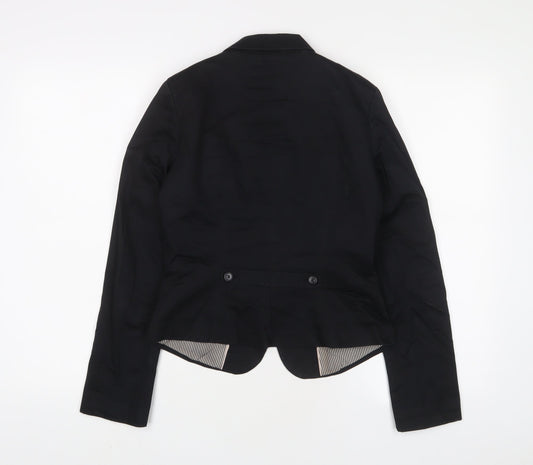 H&M Womens Black Jacket Blazer Size 8 Button