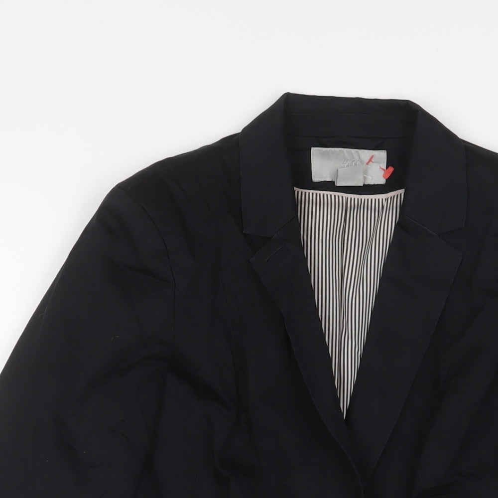 H&M Womens Black Jacket Blazer Size 8 Button